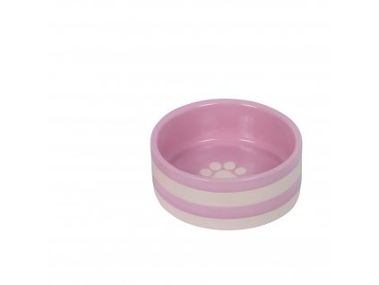 Keramická miska pre psov a mačky s motívom labky Nobby Strio S 0,3l ružová/krémová