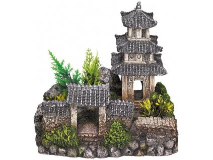 Kvalitná dekorácia do všetkých typov akvárií Nobby Asian Temple - Ázijský chrám s rastlinami 18,5cm