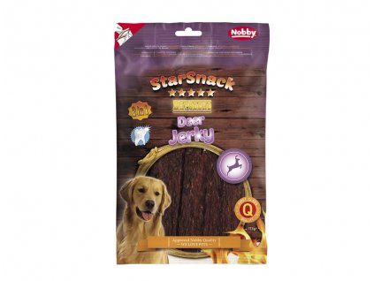 Pochúťka a odmena pre psov s jelením mäsom Nobby BBQ Deer Jerky 113g