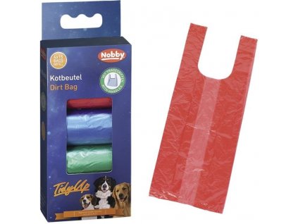 Pevné sáčky na exkrementy pre psy s ušami Nobby TidyUp v štyroch farbách, 4 rolky po 15 sáčkov.