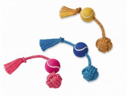 Kvalitná hračka pre psy z pevného lana s tennisovou loptou od Nobby s dĺžkou 45cm