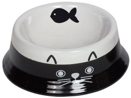 Keramická miska pre mačky na vodu alebo krmivo Nobby Face v čierno-bielej farbe a objemom 140ml