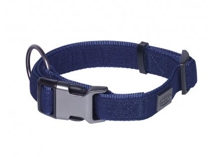 Látkový modrý obojok pre psov v unikátnom dizajne Nobby Linen Deluxe M-L