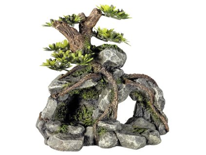 Kvalitná dekorácia do akvária Nobby Jaskyňa z kameňov s rastlinami 13,3x9,5x12,8cm