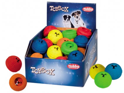 Zábavná hračka pre psov z pevnej gumy s otvorom na naplnenie maškrtou Nobby Snack Toy v balení 36ks