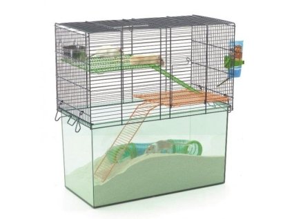 Pevná kovová klietka s vysokým plastovým dnom pre myši a škrečkov Savic Habitat 52x26x52,5cm