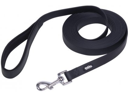 Ploché poplastované stopovacie vodidlo pre psa na výcvik Cover L-XL 15m v čiernej farbe