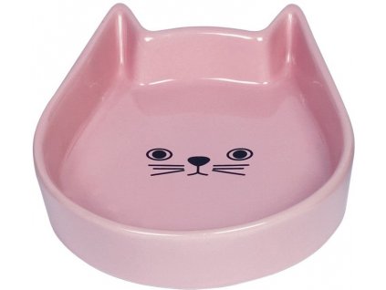 Keramická miska pre mačky na vodu a krmivo v špeciálnom tvare Nobby Kitty Face 200ml ružová