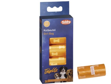 Pevné sáčky na exkrementy pre psy so vzorom kostičiek Nobby TidyUp vo farbe oranžová, 4 rolky