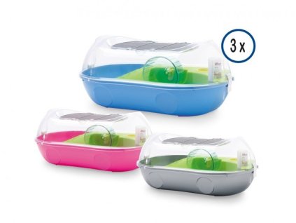 Oválna stabilná klietka s vybavením vhodná pre škrečkov a myši Savic Spelos XL Entry 59x37x26cm/3ks