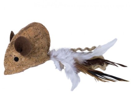 Hračka pre mačky s catnipom z korku Nobby Korková myš pierko 18cm