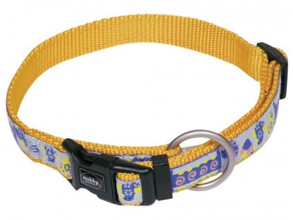 Nylonový obojok pre psa vo veselom vzore a oranžovej farbe Nobby Style M-L