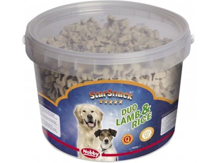 Tréningové odmeny pre psy s jahňacou príchuťou v 1,8kg balení Nobby Starsnack Duo Bones Lamb&Rice