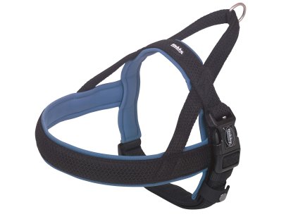 Nórsky neoprénový postroj pre psy s rýchlym obliekaním Nobby Mesh Preno L v modrej farbe
