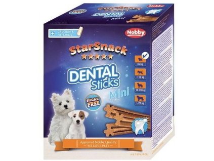 Dentálne maškrty pre psy do 6kg pre starostlivosť o chrup Nobby Dental Sticks Mini v balení 28ks