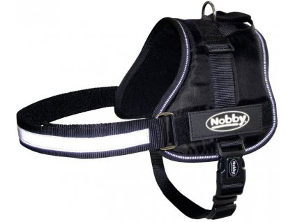 Bezpečnostný postroj pre psy s reflexnými prvkami pre obvod hrudníka 45-60cm Nobby Seguro S-M čierna