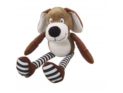 Kvalitná hračka pre psy z plyšu a látky s pískatkom a šuštivými nohami Nobby Pes o dĺžke 53cm
