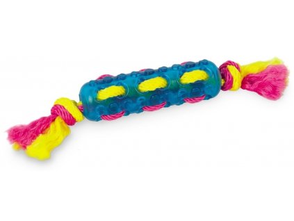 Šetrná hračka pre psov z termoplastickej gumy s nylonovym lanom Nobby 32cm modrá