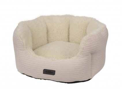 Komfortný oválny pelech pre psov a mačky v štýlovom manšestrovom vzhľade Nobby Kamba 55cm béžová