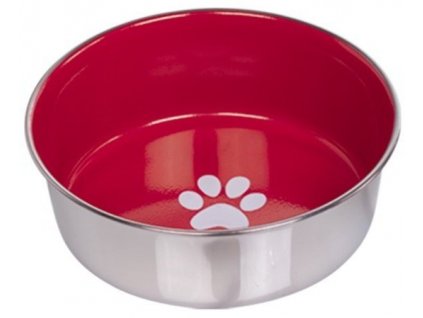 Nerezová miska pre psy a mačk na vodu a krmivo s priemerom 20,5cm a objemom 1,9l Nobby Paw L červená
