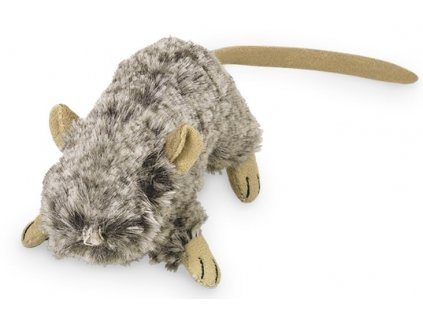 Plyšová myška so šustivým telom pre mačky Nobby o veľkosti 10cm v sivej farbe