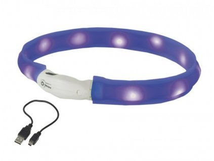 Svietiaci obojok pre psy s LED nabíjaním pre lepšiu viditeľnosť Nobby Visible M 55cm modrý