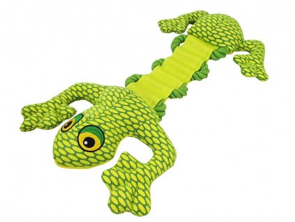 Pevná nylonová hračka s bavlneným lanom vo vnútri pre psy Nobby Žaba s lanom 43cm