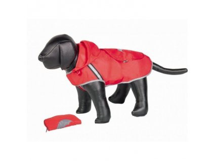 Pršiplásť pre psy Nobby Rainy s reflexnými pruhmi a odopínateľnou kapucňou v červenej farbe 36cm
