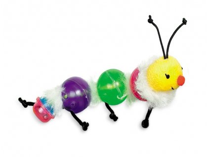 Zábavná hračka pre mačky červík s plyšovými a plastovými guličkami s rolničkou Nobby Plastový červík