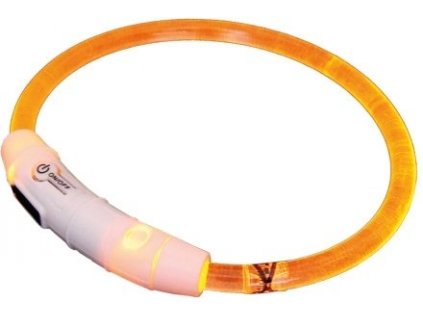 Plastový svietiaci obojok pre psy s LED nabíjaním pre lepšiu viditeľnosť Nobby Visible S oranžová