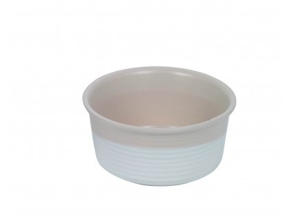 Kvalitná keramická miska pre psov na vodu a krmivo Nobby Neta S v bielej a krémovej farbe