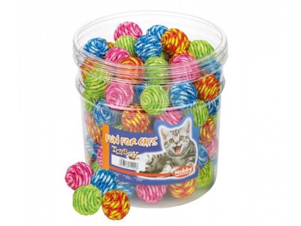 Farebné loptičky omotané elastickou priadzou pre mačky Nobby ToyBox Cat v balení 100ks