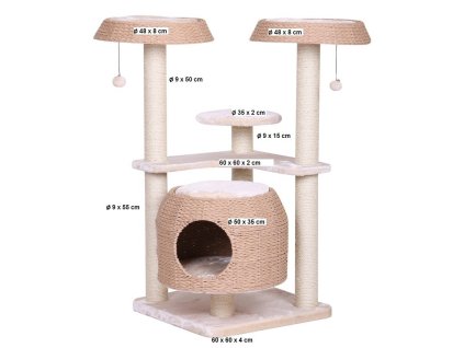 Unikátne štýlové škrabadlo pre mačky s olemovaním z pevného papieru Nobby Taruma 119cm v béžovej