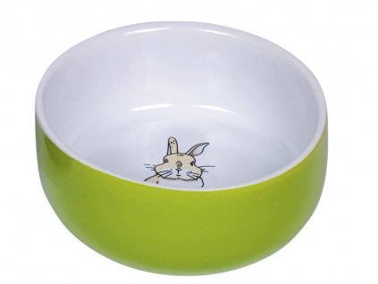 Miska pre králiky, morčatá a hlodavce z keramiky s priemerom 11cm Nobby Rabbit v svetlozelenej farbe