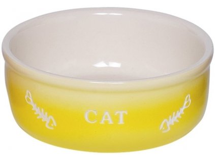 Keramická miska pre mačky na vodu a krmivo Nobby Gradient Cat žltá 250ml
