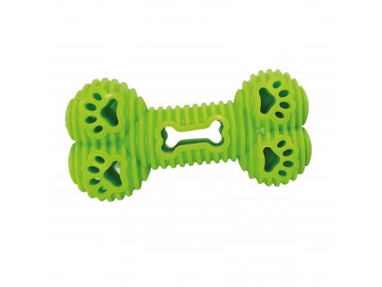 Lákavá hračka pre psov z termoplastickej gumy s otvorom na maškrty Nobby TPR Bone 13cm zelená