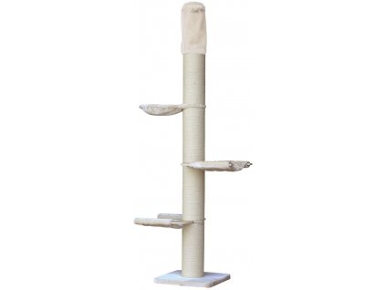 Nastaviteľný škrabací strom pre mačky s možnosťou zakotvenia do stropu Nobby Kalin 235-365cm béžová
