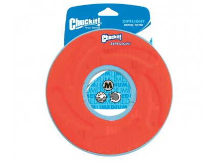 Dobre viditeľný plávajúci lietajúci tanier pre psov Chuckit Zipflight M