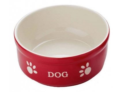 Keramická miska pre psy na vodu a krmivo veľkosti M Nobby Dog v červenej farbe