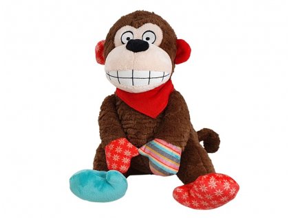 Kvalitná jemná plyšová hračka pre psy a šteniatka s pískatkom Nobby Opica o veľkosti 25cm