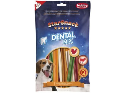Dentálna pochúťka pre psy so špeciálnou štruktúrou na čistenie chrupu Nobby Dental Mix tyčinky 113g