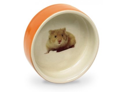 Malá keramická miska pre hlodavce s lesklou glazúrou a obrázkom škrečka Nobby Hamster oranžová