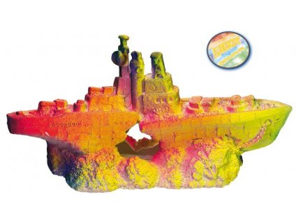 Kvalitná dekorácia do všetkých typov akvárií s fluorescenčným povrchom Nobby Neon Warship 30cm