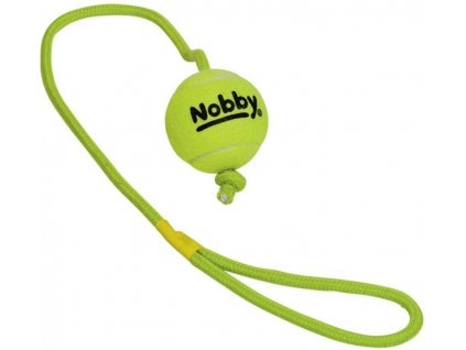 Kvalitná hračka na aport pre menšie a stredné psy Nobby tennisová lopta s lanom o dĺžke 70cm