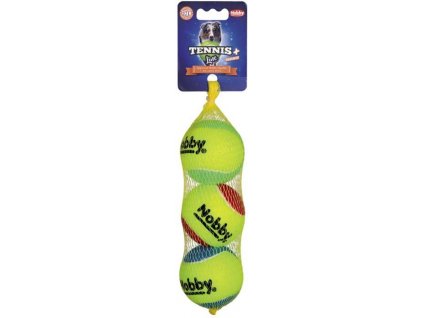 Hračka pre stredných psov tennisová lopta s povrchom šetrným pre zuby psa s pískatkom M 3ks