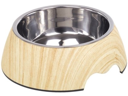 Odolná miska pre psa a mačky v melamínovom puzdre s moderným vzhľadom Nobby Light Wood L 700ml