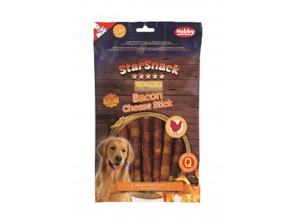 Kvalitná maškrta pre psy s kuracou príchuťou Nobby StarSnack BBQ Bacon Cheese Stick 113g