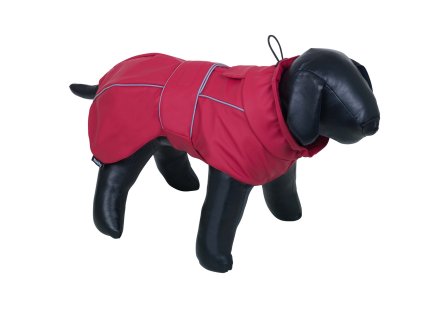 Nastaviteľný pršiplásť pre psy Nobby Antek 36cm s reflexnými pruhmi tmavočervená