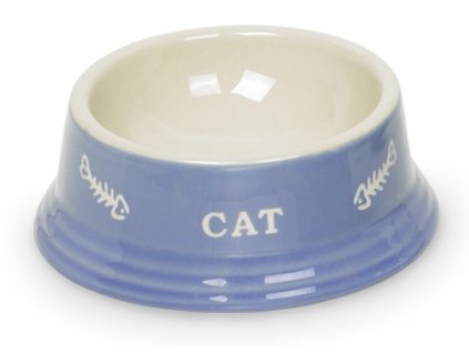 Keramická miska pre mačky s lesklou glazúrou Nobby Cat 140ml svetlomodrá/béžová