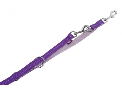 Prepínacie tréningové vodidlo pre psa z nylonu s dĺžkou 2m šírkou 25mm Nobby Soft Grip L-XL fialové